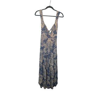 Angie Blue Floral Boho Tie-Front Maxi Dress | Women’s Size Large